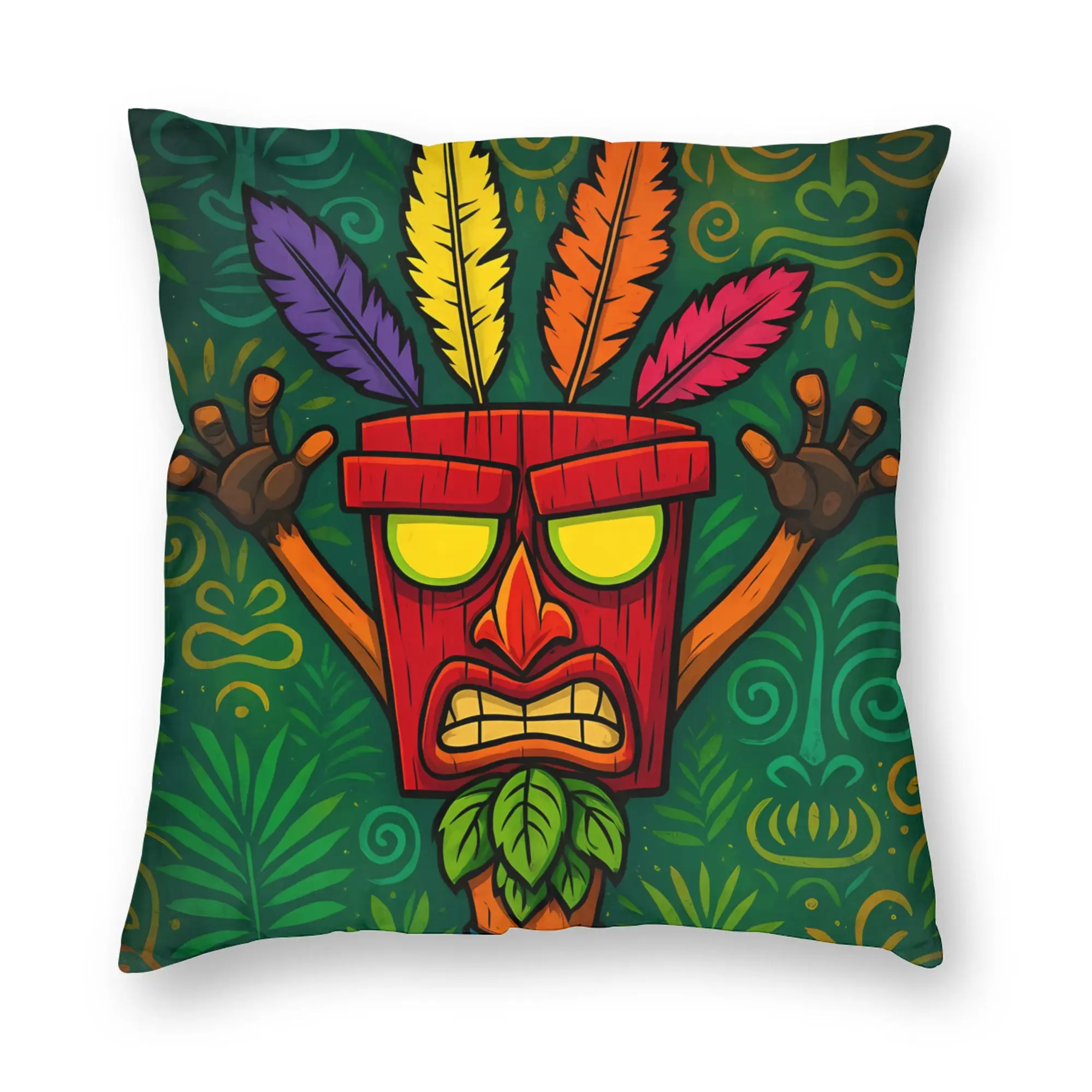 Pillow Cover Crash Bandicoot Aku Mask  Kawaii Pillow Case For Office Car Home Decor Pillowcases