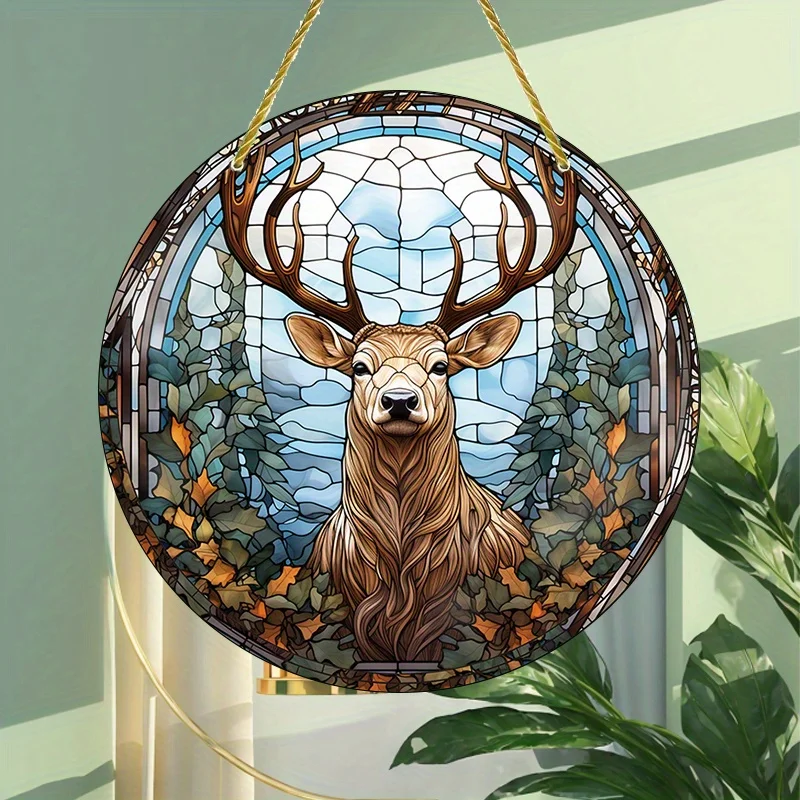 Double-sided Acrylic Round Pendant, Glass Window Trim with Rope Set - Perfect for Christmas and Halloween Holiday Decorations