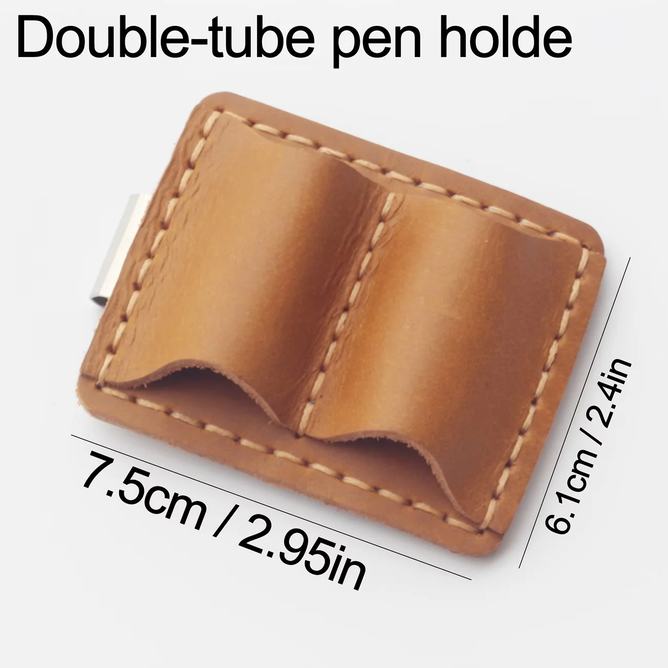 Leather Pen Sleeve for Traveler's Notebook , Pen Insert Holder for Fountain Pens, with Stainless Steel Bookmark Clip