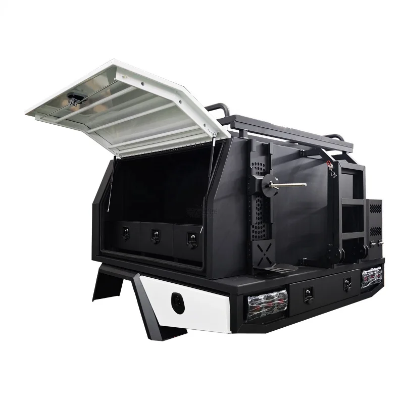 High Quality Hardtop Ute Tray Aluminum Alloy Topper Camper 4X4 Pickup Canopy Toolbox With Kitchen Drawer And Sink