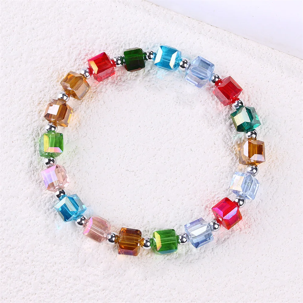 Colorful Charm Bracelets For Girl Jewelry With Card Diy Woman Accessorie Elastic Bangle Chain Transfer Bead Fashion Luxury Gift