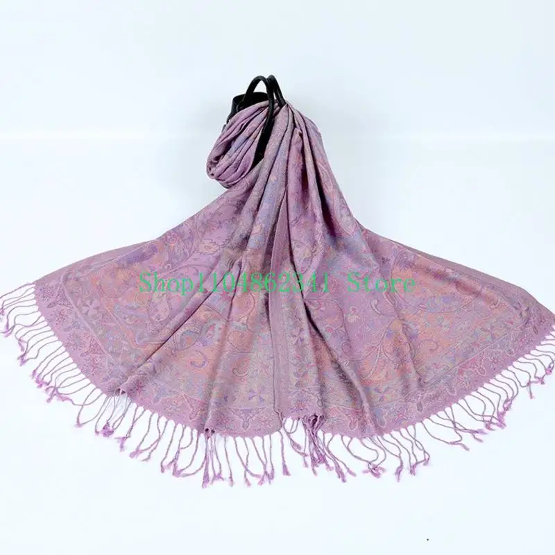 

652F Multiuse Tassels Scarf Cashew Print Shawl Bohemian Shoulder Wrap Winter Neckwear