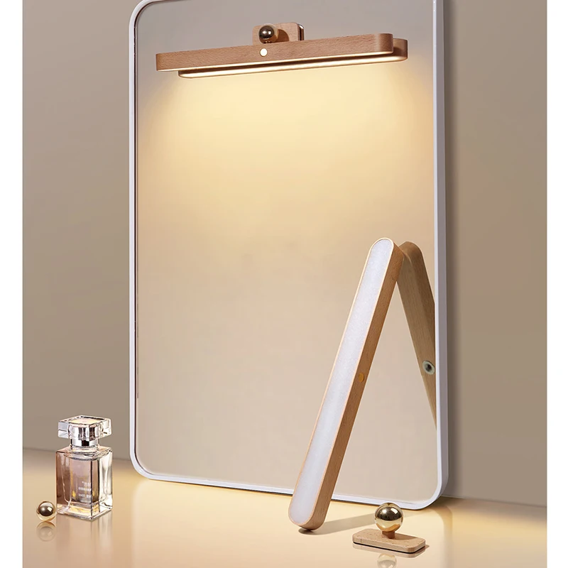 

Деревянные зеркальные передние лампы Портативный USB Магнитный внутренний светодиодный ночник Беспроводной настенный светильник для коридора Зеркало для макияжа Заполняющие огни Горячие