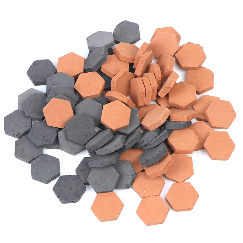 40PCS 1/16 Scale Simulation Miniature Hexagon Red Brick Model Toy