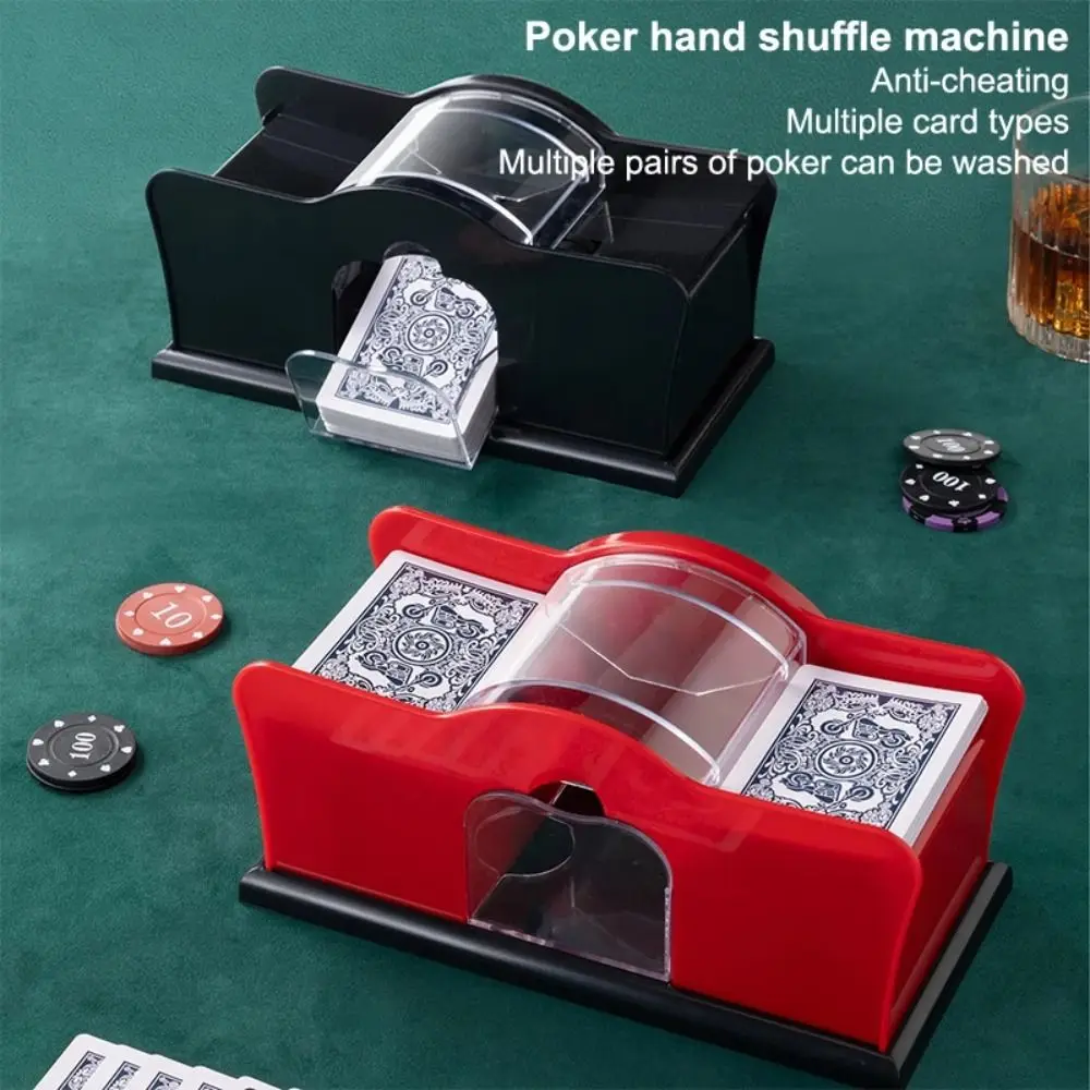 Easy-To-Use Manual Card Shuffler with Handle Anti-Cheat Mechanism Poker Card Shuffler 2 Deck Capacity Fair Play