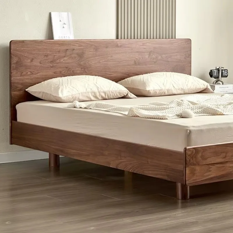 North American Walnut Solid Wood Nordic Bed High Backrest Hotel Use 150x200cm/180x200cm