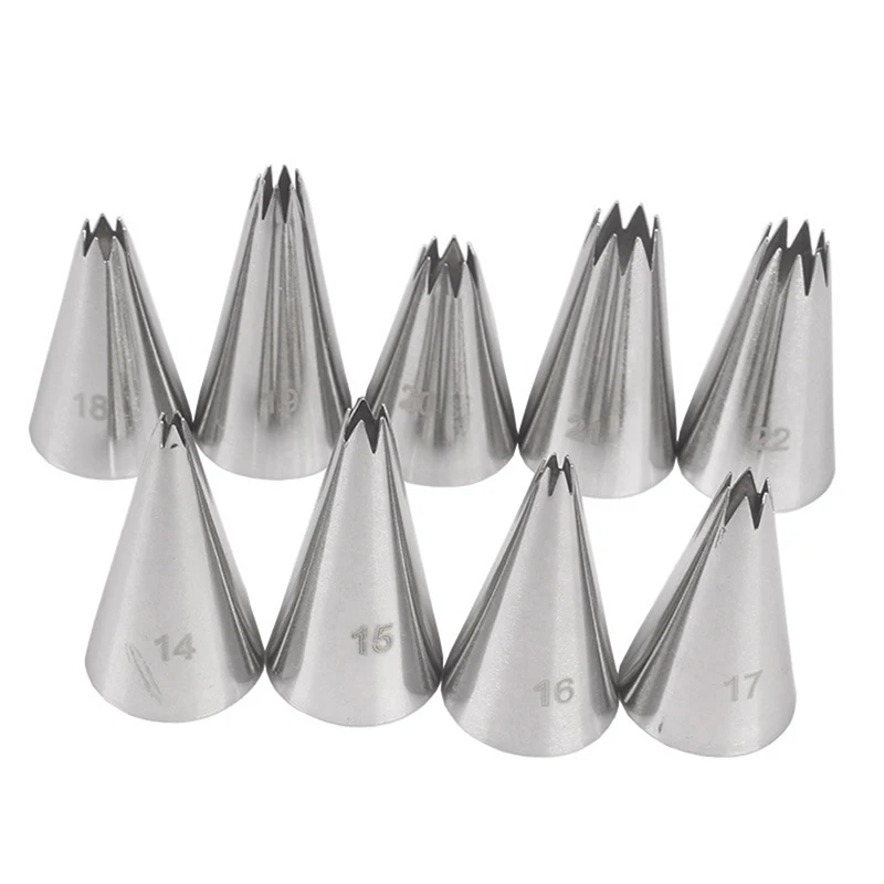 9 Pcs Star Desserts Cake Cream Piping Nozzles Cake Decorating Tool Set