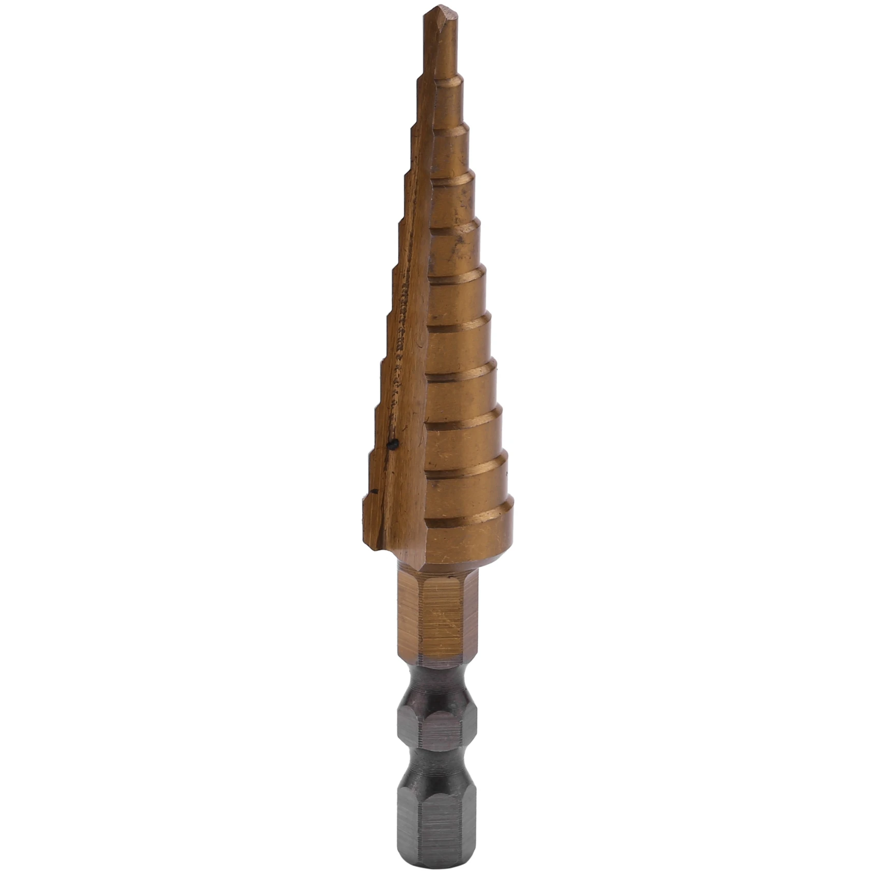 

1/4 inch Hex Shank HSS High Speed Steel Titanium Coated Step Drill Bit
