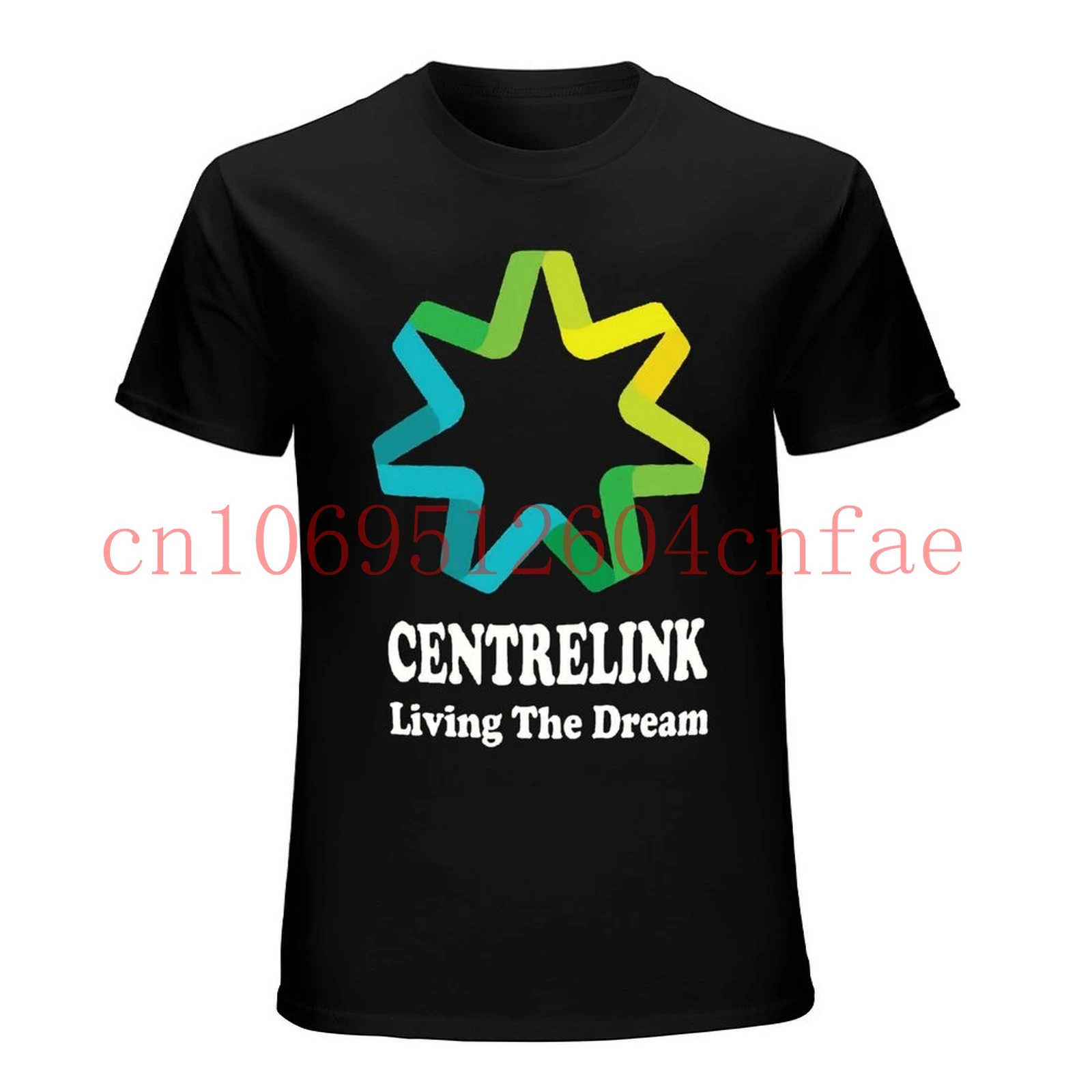 Centrelink Living The Dream Funny Aussie Straya Bogan Colour Logo Black T-Shirt  Brand Fitness