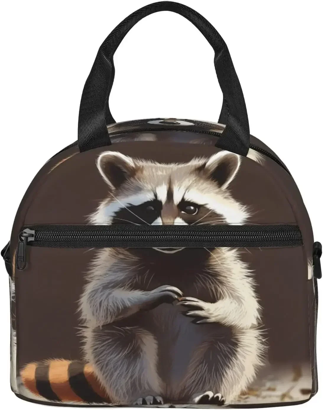 Cute Raccoon Print Lunch Box For Women Men Reusable Insulated Cooler Portable  Tote Bag Large Capacity  Container