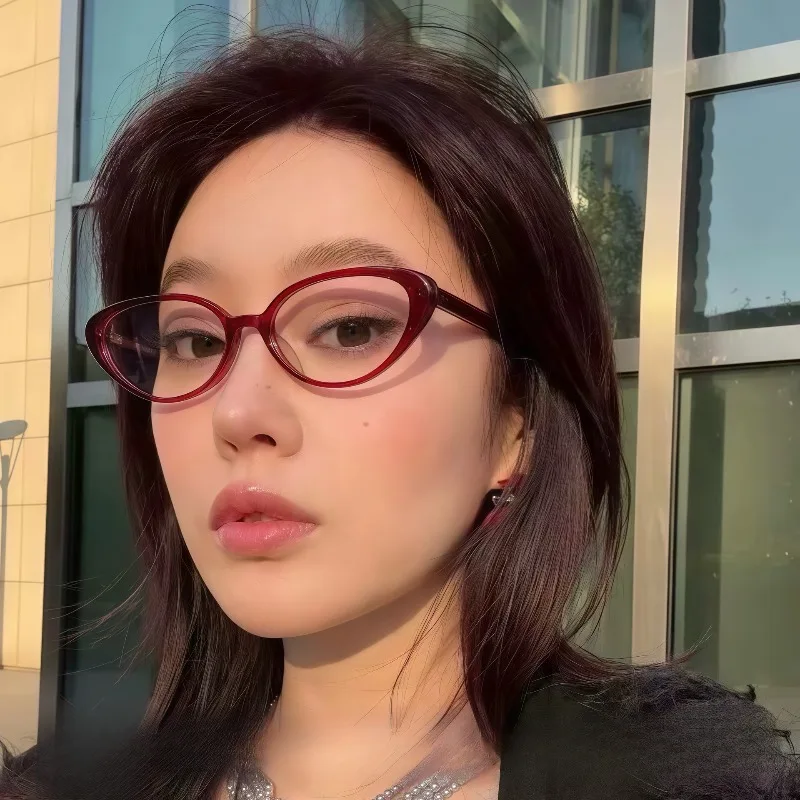 New Cat Eye Frame Flat Light Mirror Glasses Fashion Personalized Sunglasses Summer Traveling Sunshades Eyewear Driving Goggles