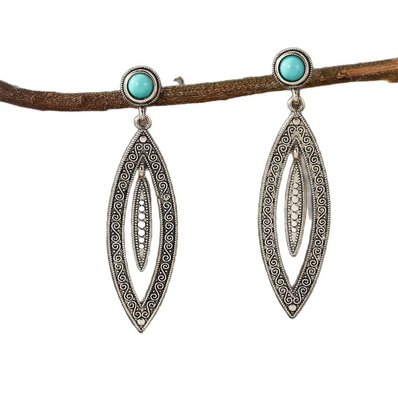 أقراط نسائية طويلة مجوفة من خرز الأرز على الطراز العرقي أقراط بوهيمية متغيرة الألوان تدريجياً للنساء