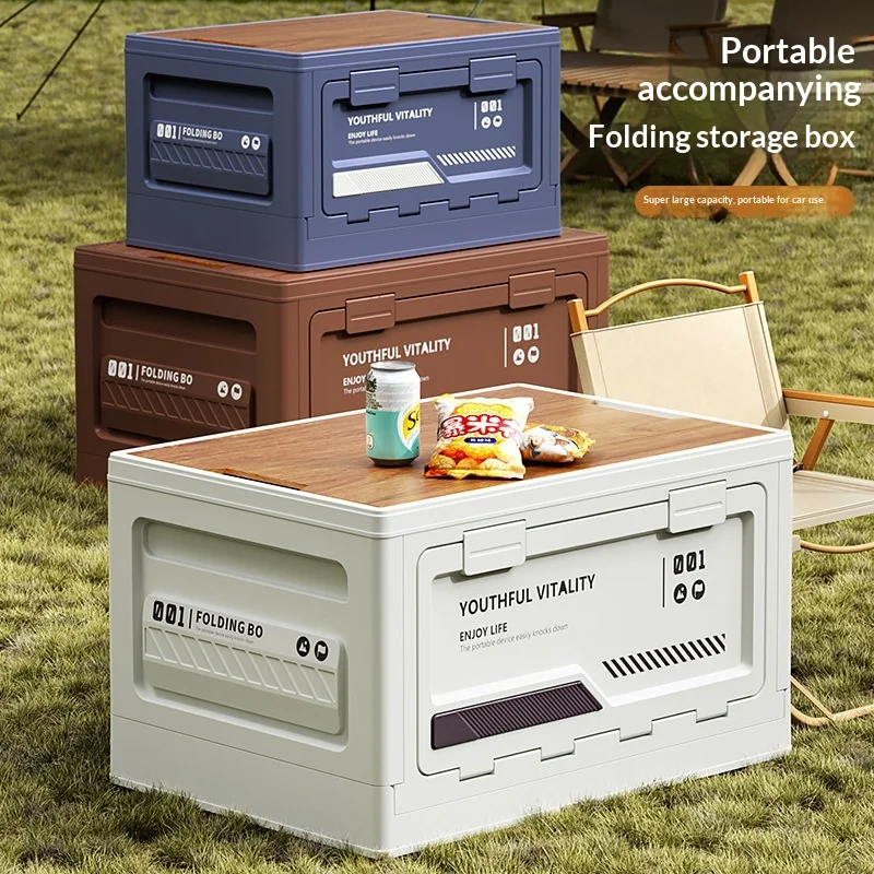 

Outdoor Camping Storage Box Side Opening Door Extra Large Foldable Wooden Lid Car Trunk Organizer Heavy Duty Portable Cofre