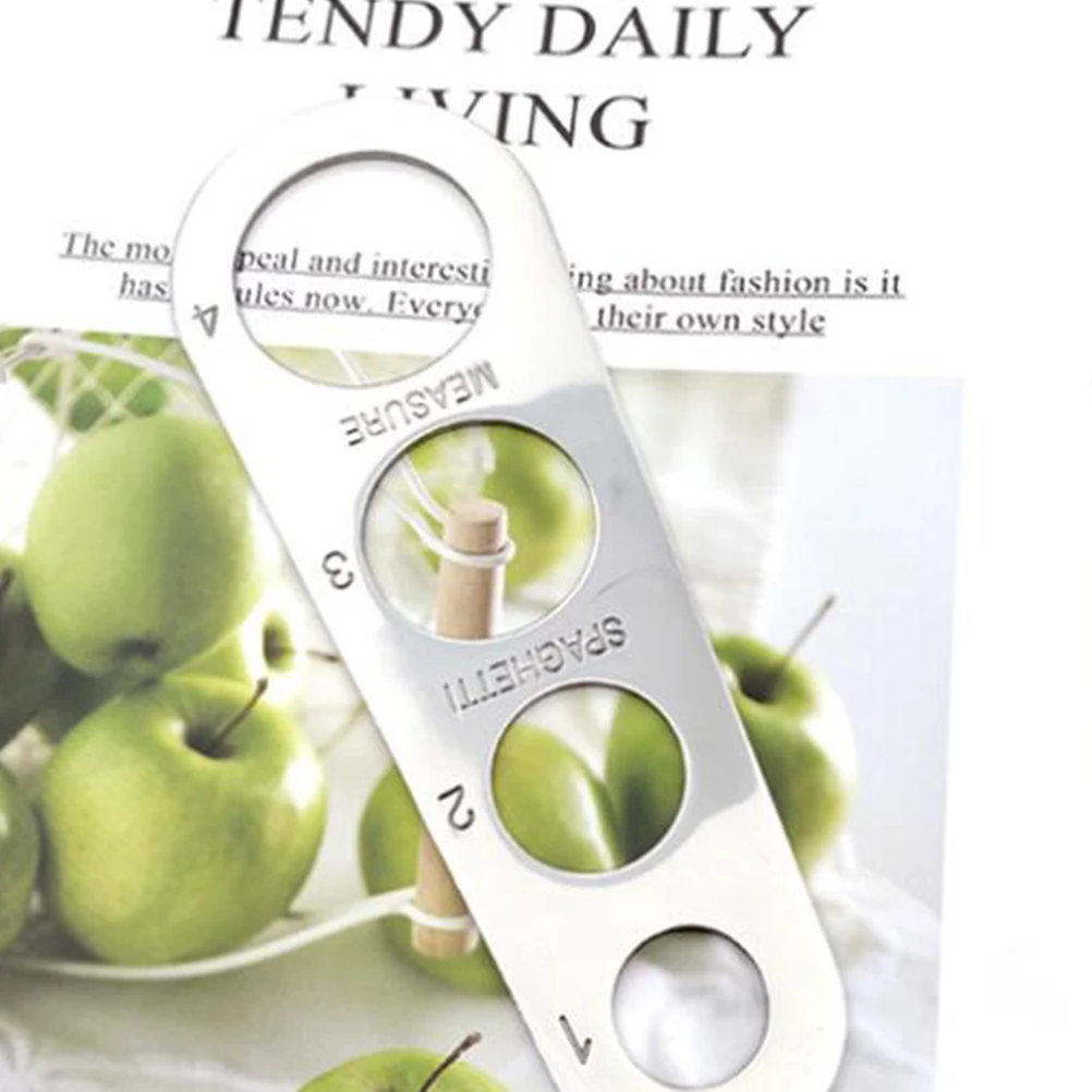 

2pcs Stainless Steel Noodle Measuring Tool 4 Hole Spaghetti Measurer Kitchen Gadget Pasta Portion Control Compact Easy Storage