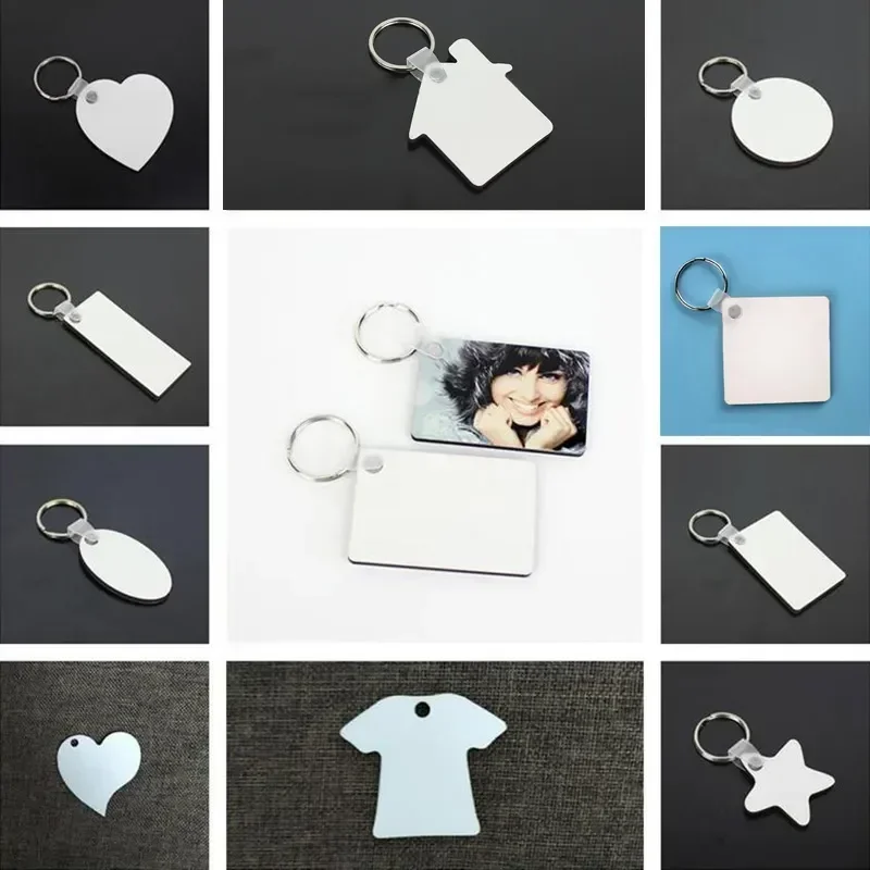 150 set Sublimation Blank DIY Keychains Party Favor Sundries MDF Wooden Key Pendants Thermal Transfer Double-sided Keyring