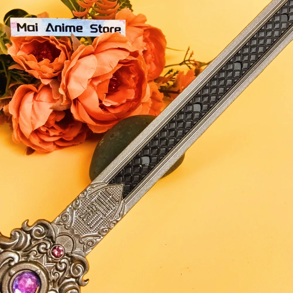 Espada de Anime Katana de tres reinos de Metal de 8,6 pulgadas, espada de Damasco antigua, tamaño Real, sabre samurái Original japonés, juguete para regalo