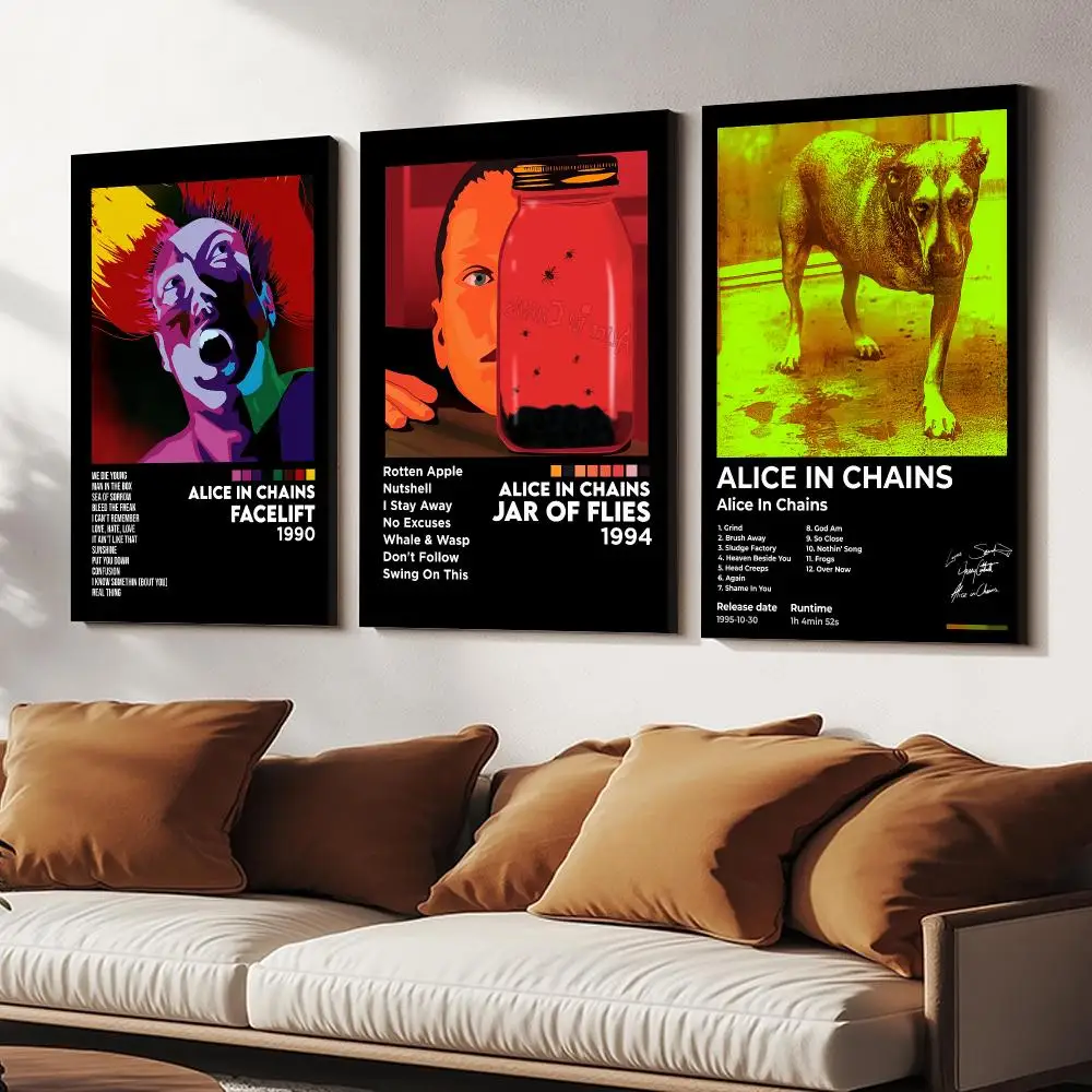 Band A-Alice in Chains Painting Calligraphy Wooden Framed Canvas Poster Wall Art HD Waterproof Print Home Decor
