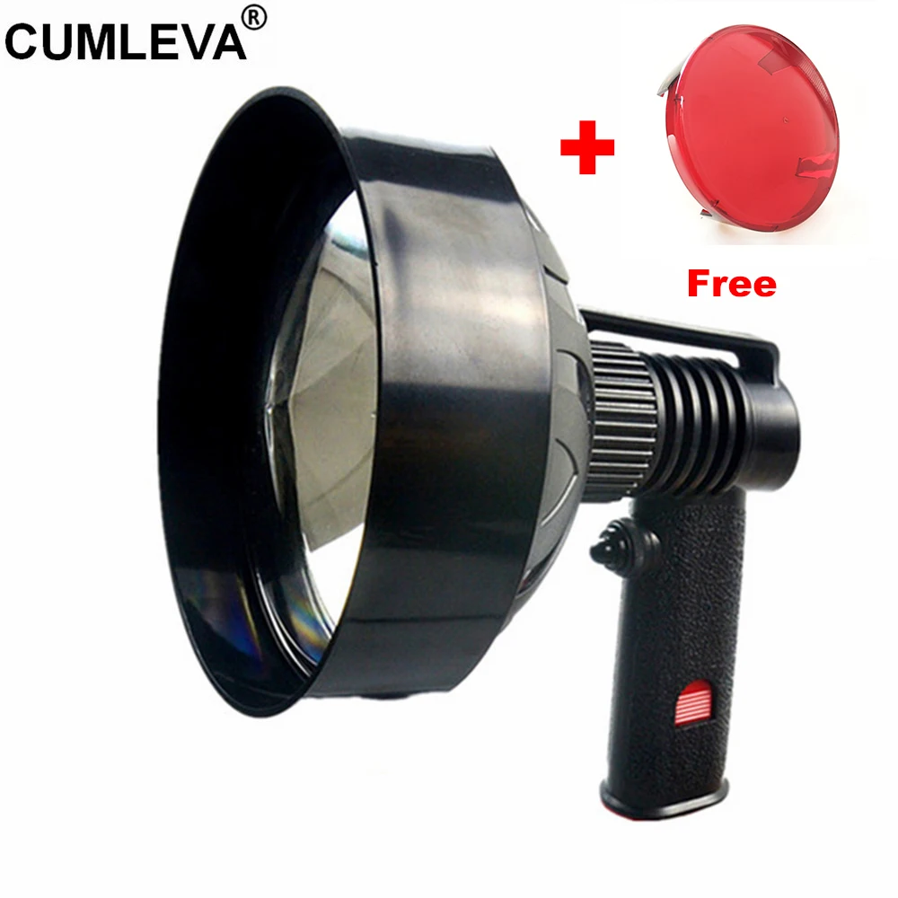 Powerful 100W Halogen Handheld Torch Ultra Lightweight Spotlight Professional Hunting Lamp Beam Adjustment 12V DC