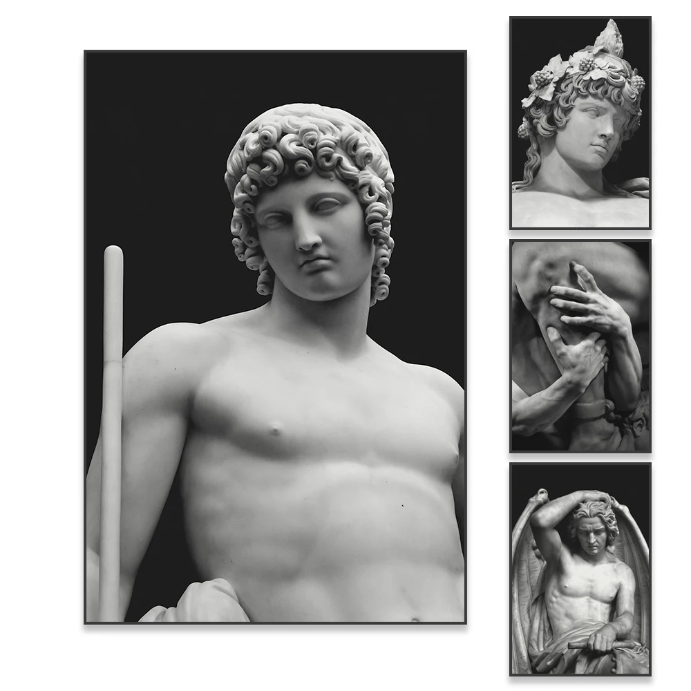 Ancient Greek History Poster Black and White Alexander the Great Prints Adonis Statue Canvas Painting Biblical Christian Decor