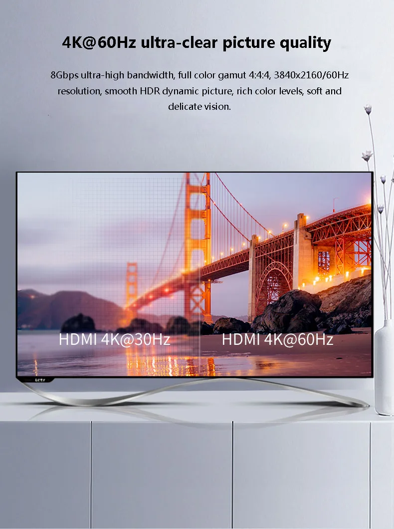 Dtech 4K HDMI Splitter 1x4 HDMI 2.0 Video 1 مدخل 4 مخرج 4K60 هرتز لـ 10 تلفزيونات