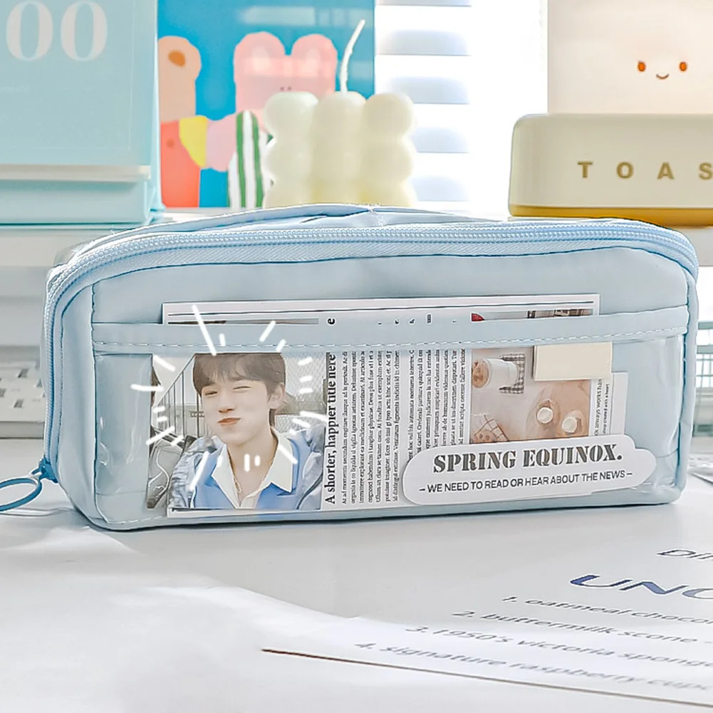 Женская розовая вместительная сумка для карандашей, эстетичные школьные чехлы для мальчиков, корейский держатель для канцелярских принадлежностей, фоторучка