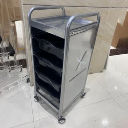 Salon Barber Station Hotel Cart Stainless Steel Furniture Hairdressing Carts Service Welding Trolley Iron Limuebles Belleza Spa