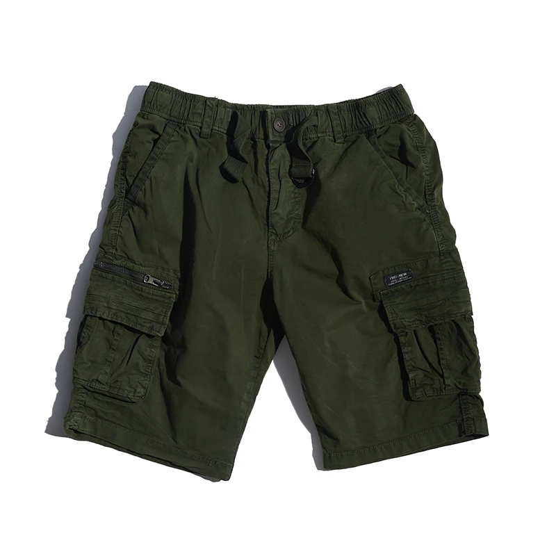 CAAYU Mens Cargo Shorts Men 2023 New Summer ArmyGreen Side Pockets Hip Hop Japanese Streetwear Male Pants Casual Shorts for Men