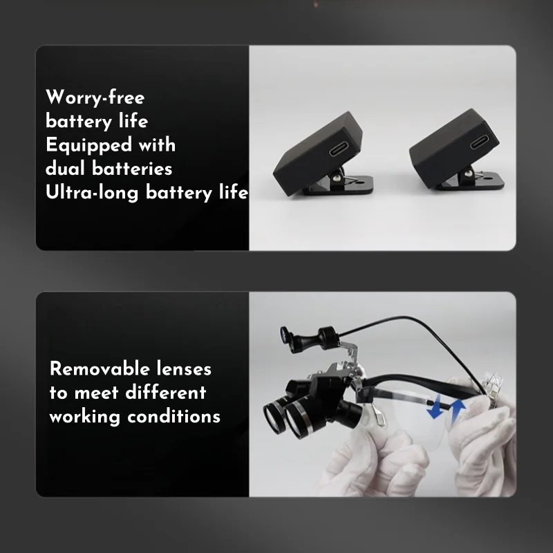 

Wireless Dental Loupes, 3.5X-5.5X Magnification, 350-550mm Working Distance, Adjustable Medical Binocular Magnifier