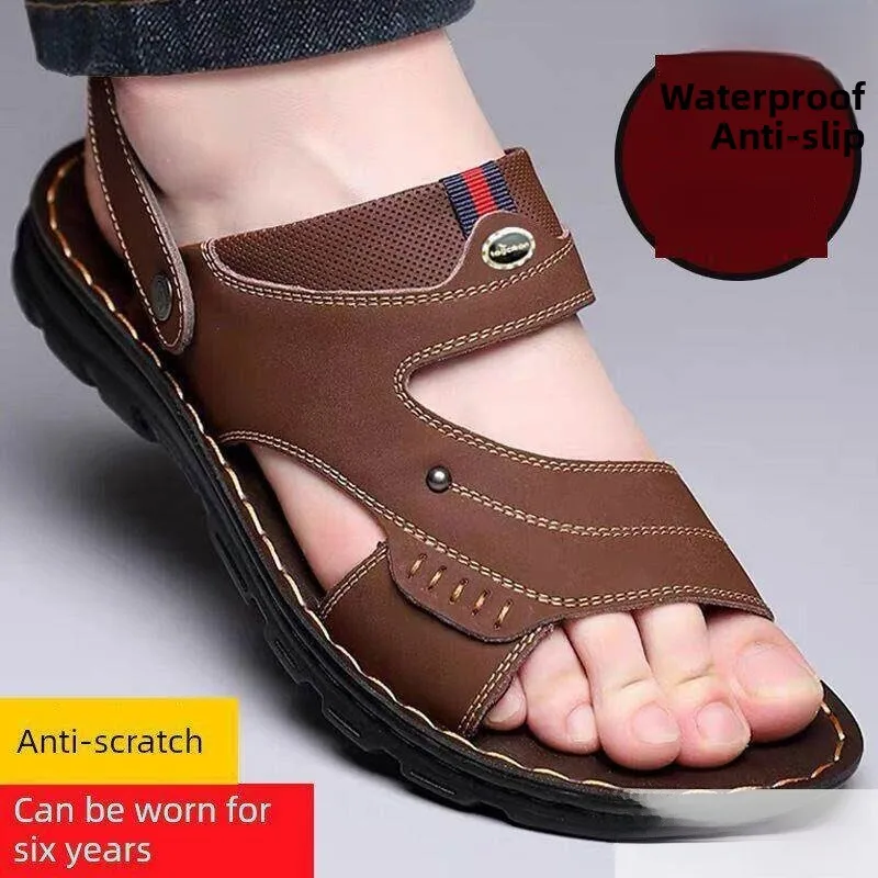 Men's Summer 2026 Casual Anti-Slip Thick Bottom Beach Shoes Double Wear Driving Wear-Resistant Sandals And Water-Proof