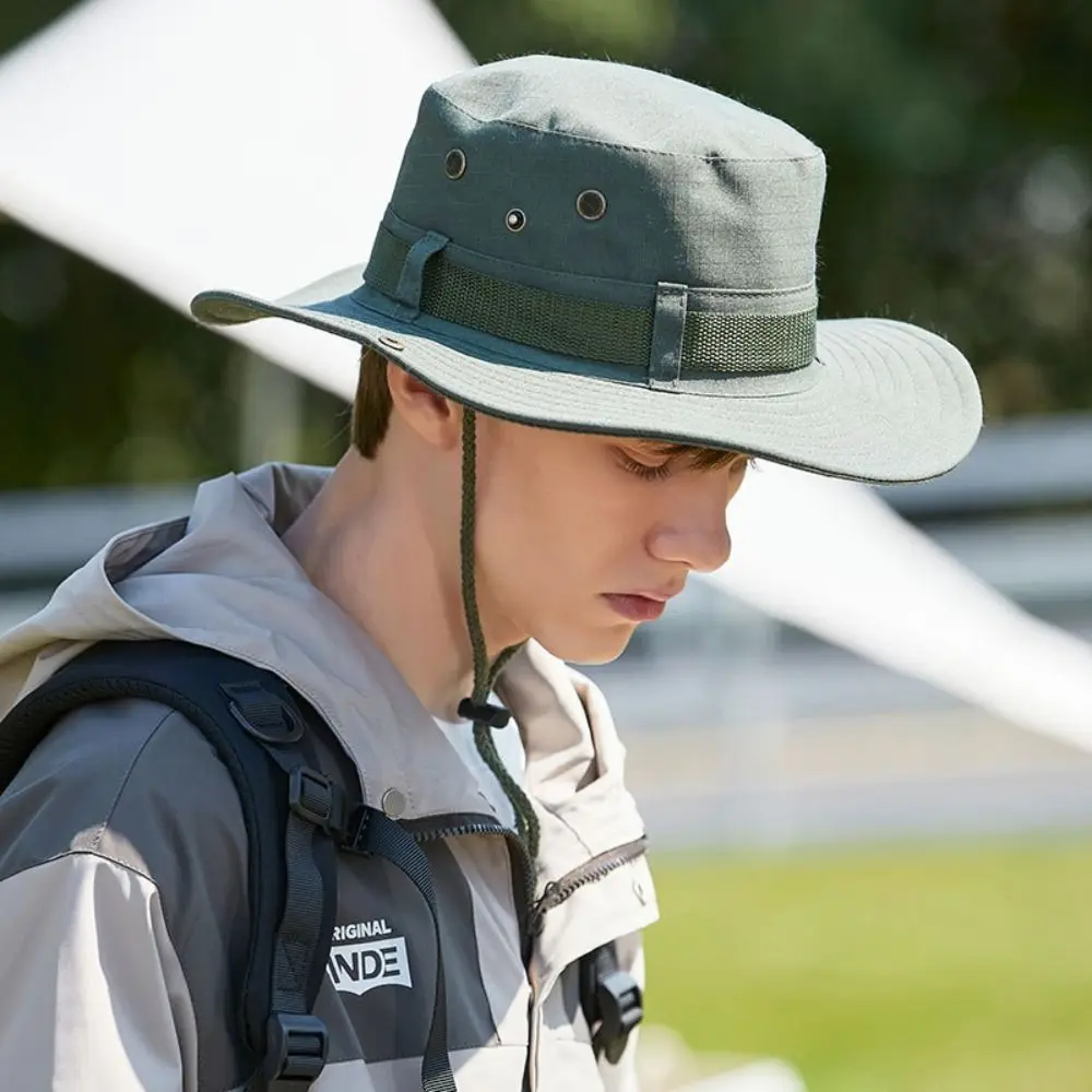 

Polyester Solid Color Sun Hats Wide Brim Adjustable Large Eaves Sun Hat Foldable UV Protection Wide Brim Bucket Hat