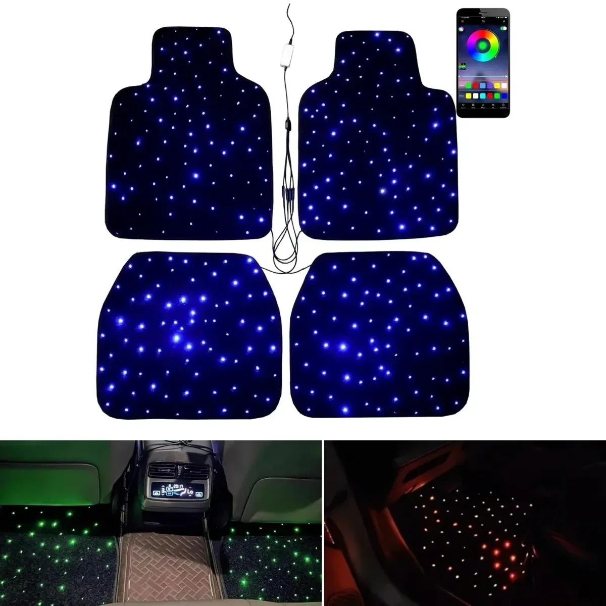 

Fiber Optic Starlight Car Floor Mats Star light LED Rugs W/APP Remote Control