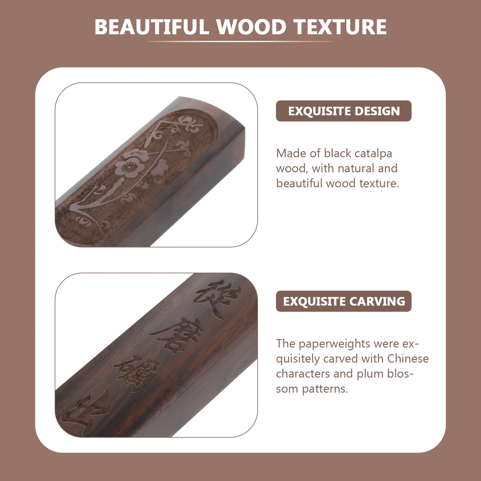 

1 Pair Solid Wood Chinese Calligraphy Paperweight Long Heavy For Flattening Paper Art Drawing Painting Craft Stationery Office