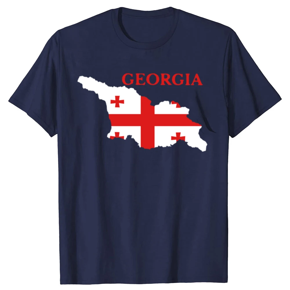 Funny Georgia Flag Map Graphic T-shirts Men Women's Fashion Casual Tshirt 100% Cotton Loose Oversized Georgian T Shirt