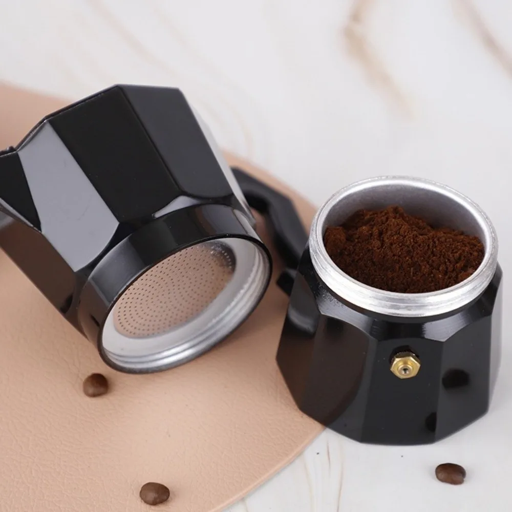 

Percolator Black Coffee Maker Moka Pot Aluminum with Handle Espresso Kettle 150ml/300ml Octagonal Espresso Coffee Maker Cafe