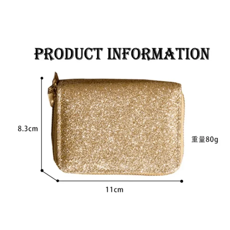 New Fashion PU Starry Shiny Wallet for Women Large Capacity Double Zipper Accordion Card Holder Multi-card Slot ID Bag Purse