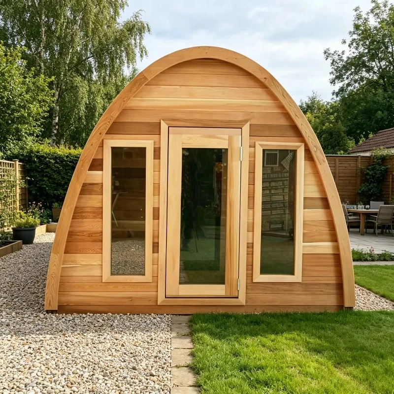 Gym Equipment 4-Person Outdoor Solid Wood Sauna, Triangular 6KW Wet Steam Electric Sauna with Control Panel & CE Certification