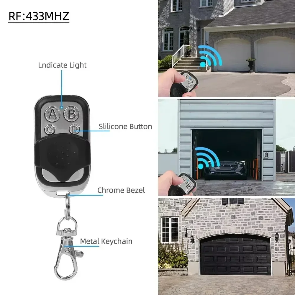 KEBIDUMEI Universal 4 Buttons Garage Door Opener Remote Control 433MHZ Clone Fixed Learning Rolling Code Duplicator Garage