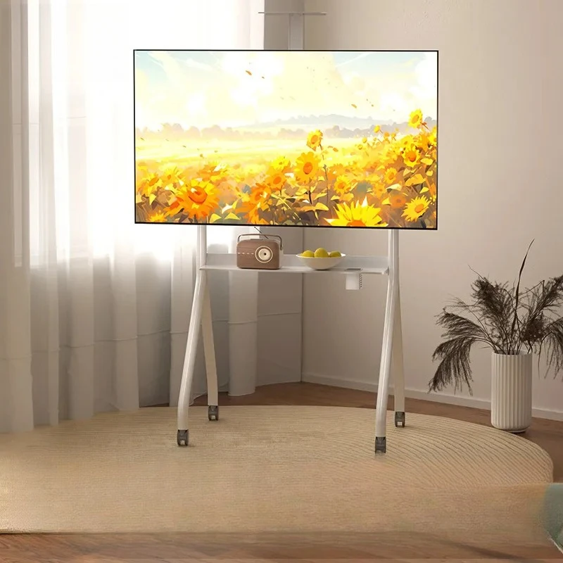 Movable TV Floor Stand with Wheels Rolling Cart Base Mount Bracket for 55 65 75 80 Inch Television Living Room Office