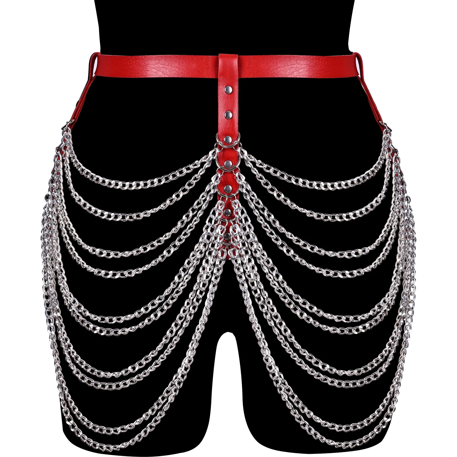 

Women Leather Tassels Body Chain Dance Accessories Rivet Belt Garter Leather Harness Body Cage Wear High Waist Lingerie