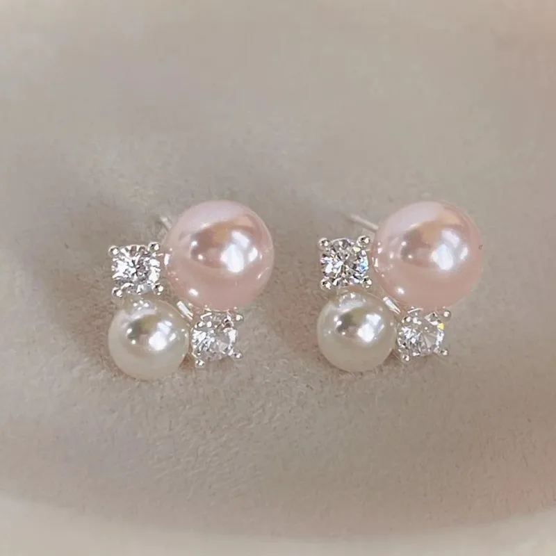 Elegant Sweet Pink Faux Pearl Stud Earrings, Suitable for Women'S Daily Commuting, Dating, Festive Occasions, And Engagements