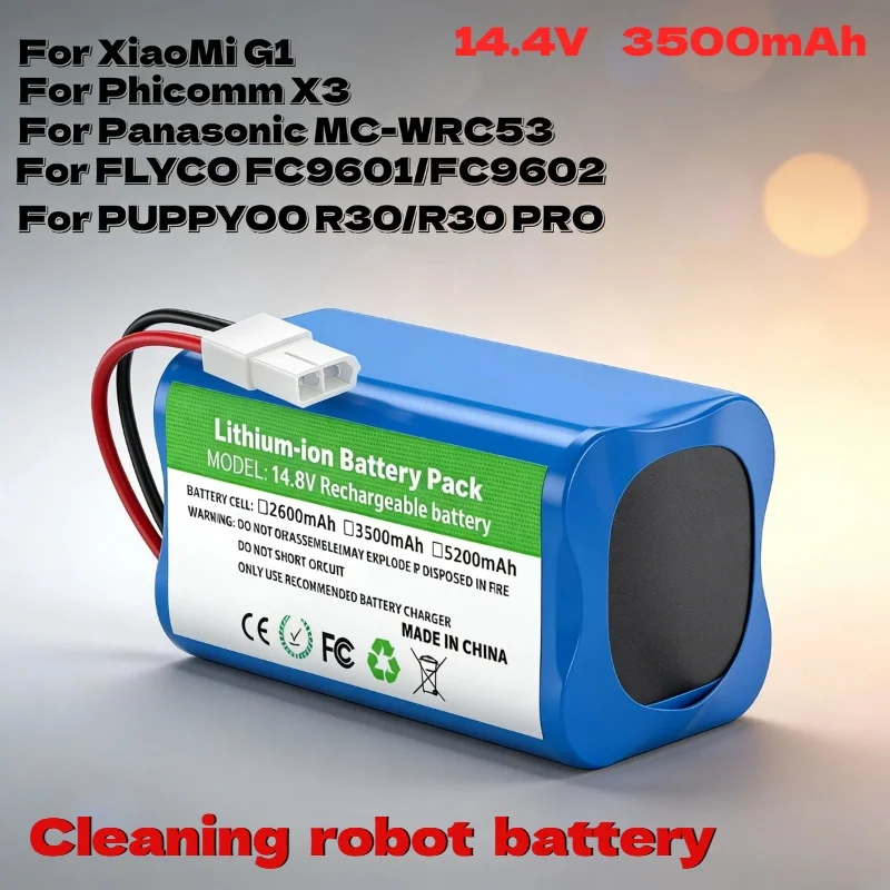 

14.4V 5200mAh DurableRechargeable Battery Safe Output for Xiaomi Mi Vacuum-Mop Essential MJSTG1 Vacuum Cleaner Replacement Parts