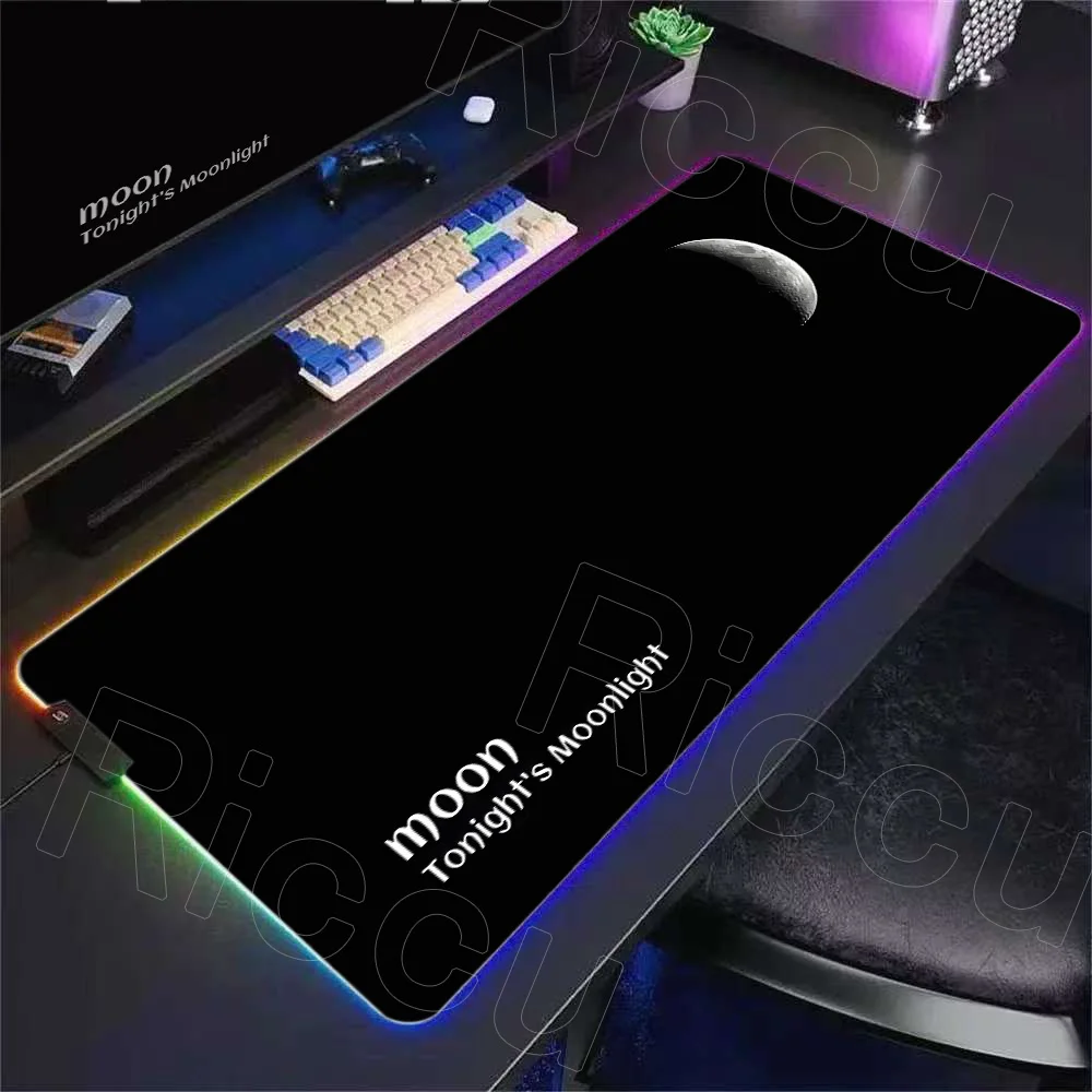 

RGB Mouse Pad Gaming Grey Bamboo, Flowers, Moon, Ocean LED Mouse Mat 900x400mm Mousepad XXL PC Deskmat Lock Edge Keyboard Carpet