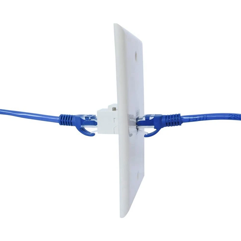 Placa de pared Ethernet de 1 puerto, placa de pared Keystone Jack con inserto de acoplador en línea RJ45 hembra a hembra, paquete de 2