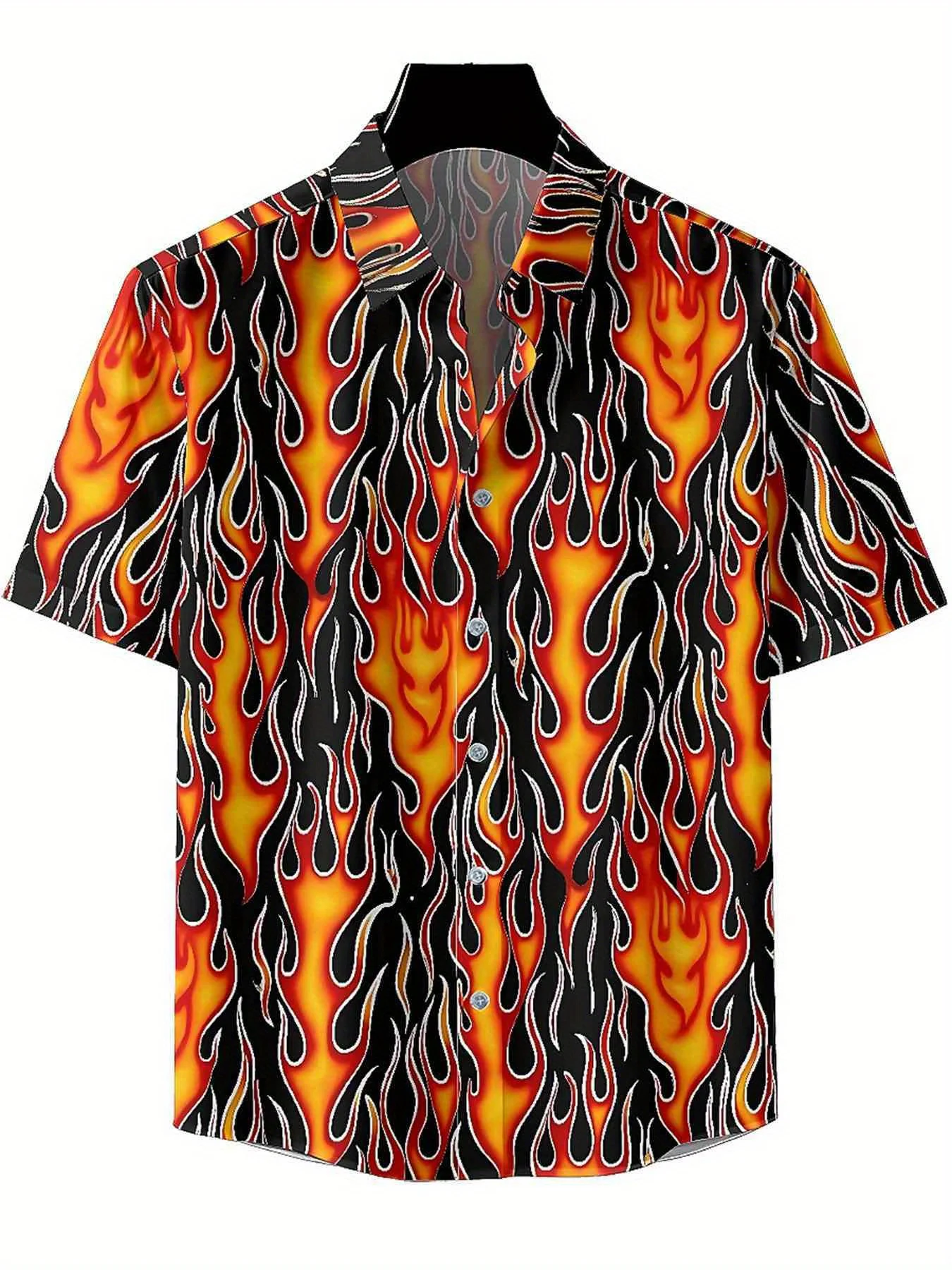 Men's Plus Size Hawaiian Shirts Flame Heart pattern, Unisex Aloha Shirts,New in Summer Tops Tee,streetwear