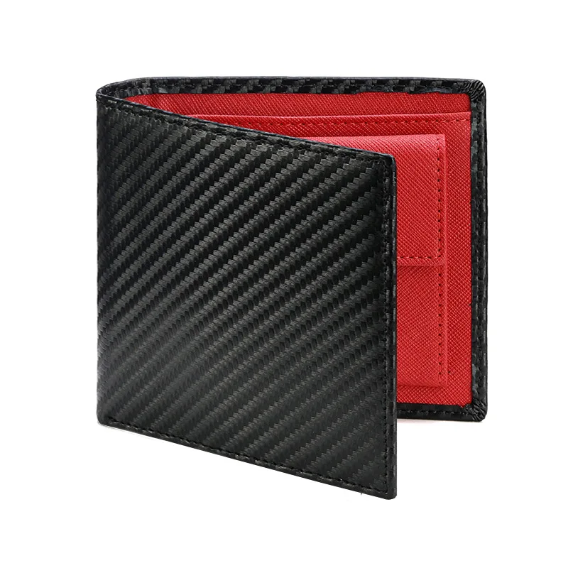 Carbon Fiber Men Wallet RFID Blocking Card Holder Coin Pocket Business Bifold Leather Men's Purse Bill Wallet Gift For Him