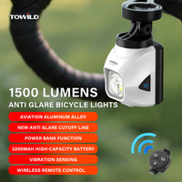TOWILD DL1200S Bicycle Light With Anti-Glare Cut-Off Line Beam 1500LM Rechargeable Led Bike Front Lights Mtb Cycling Headlights