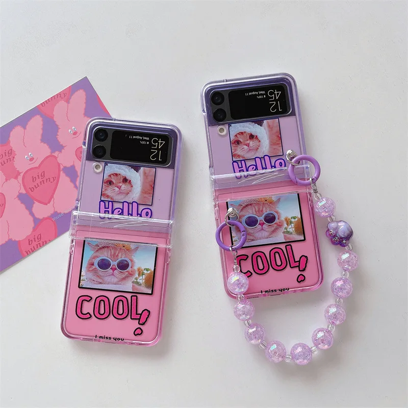 

Cool Cat Phone Case for Samsung Galaxy Z Flip 5 4 3 Protective Back Cover for ZFlip3 ZFlip4 ZFlip5 Case Shell