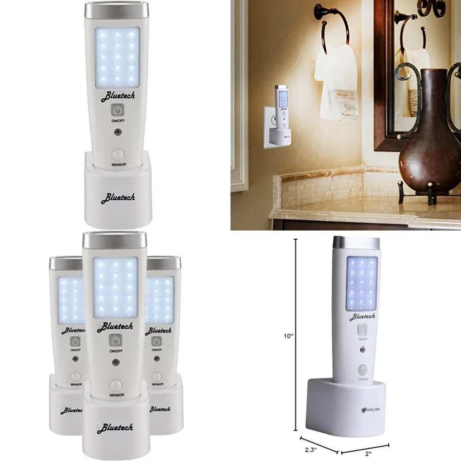 BLUETECH LED Flashlight Night Light for Emergency Preparedness, Portable Unit with Motion Detection, Power Failure Light, ETL A