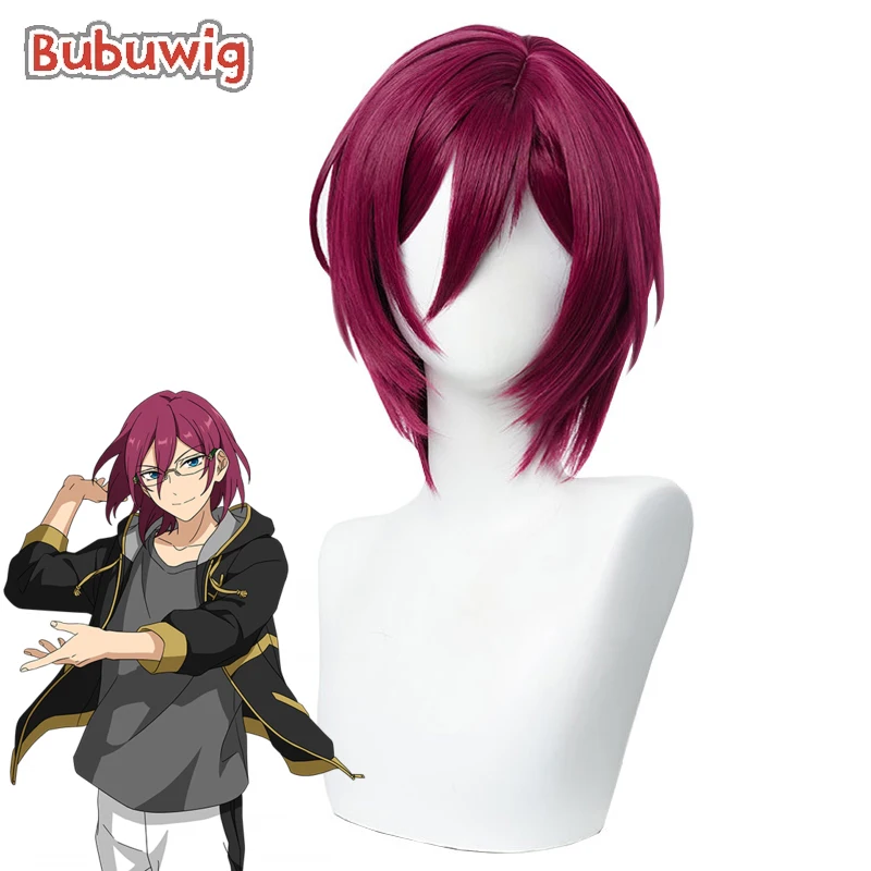 

Bubuwig Synthetic Hair Saegusa Ibara Cosplay Wigs Ensemble Stars Saegusa Ibara 35cm Long Wine Red Party Cos Wig Heat Resistant