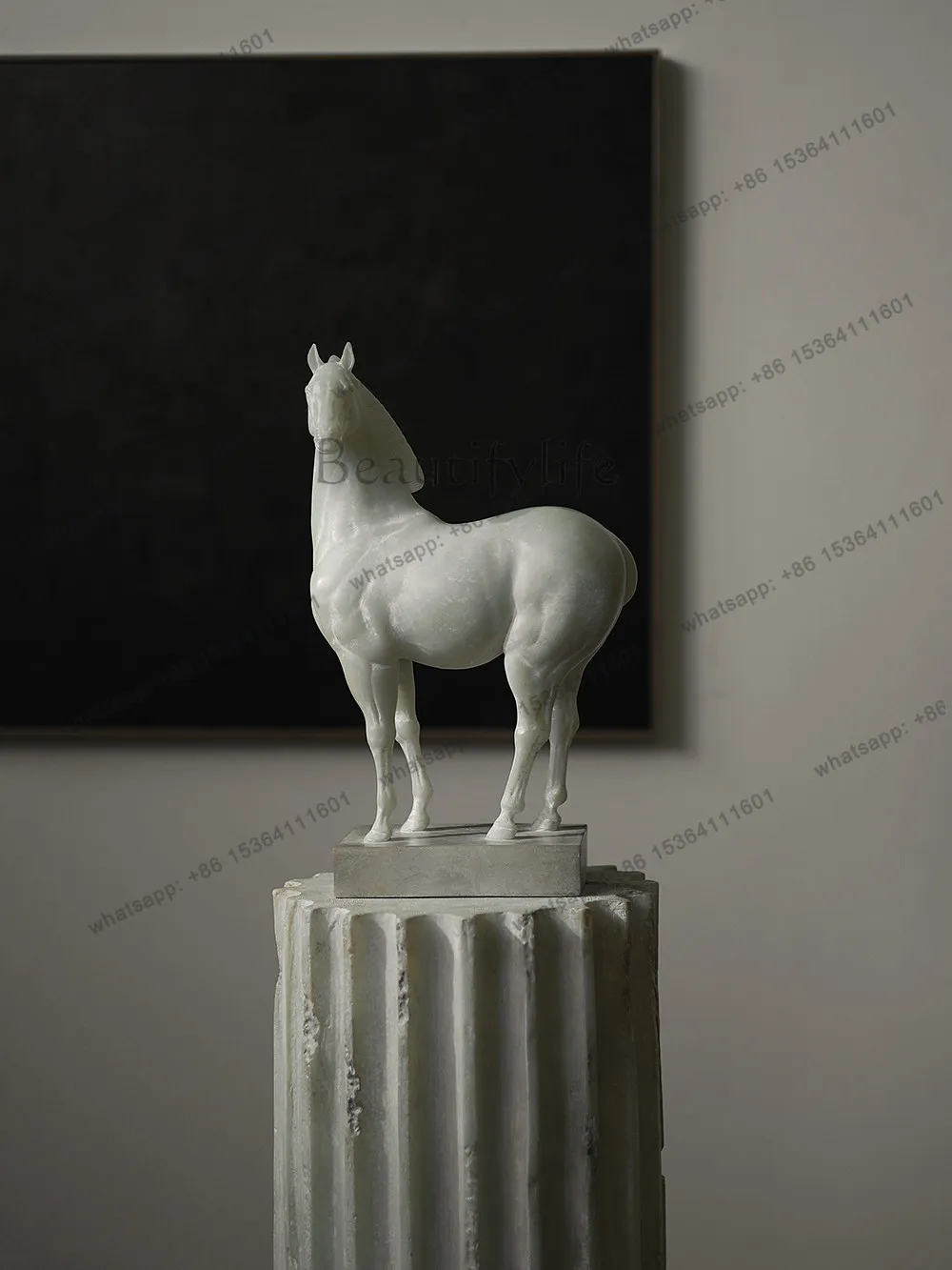 YJ home luck jewelry white horse living room hotel decoration housewarming gift ornament